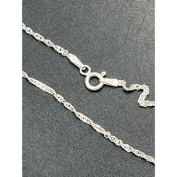 Blue Topaz Marquis Shaped Flower Pendant and Sterling Silver Singapore Chain 20” - Picture 6 of 9